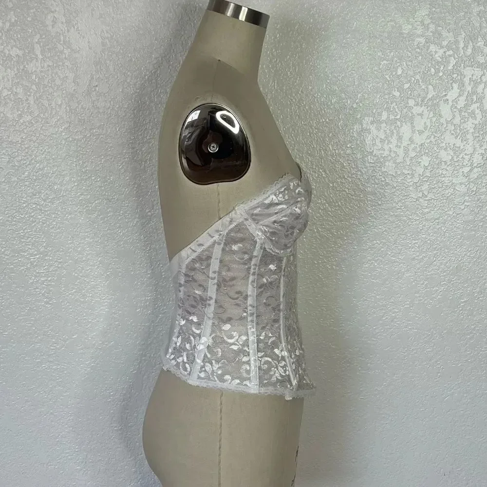 Vintage white lace shaping retro pinup cottagecore 90s Y2K corset 34C